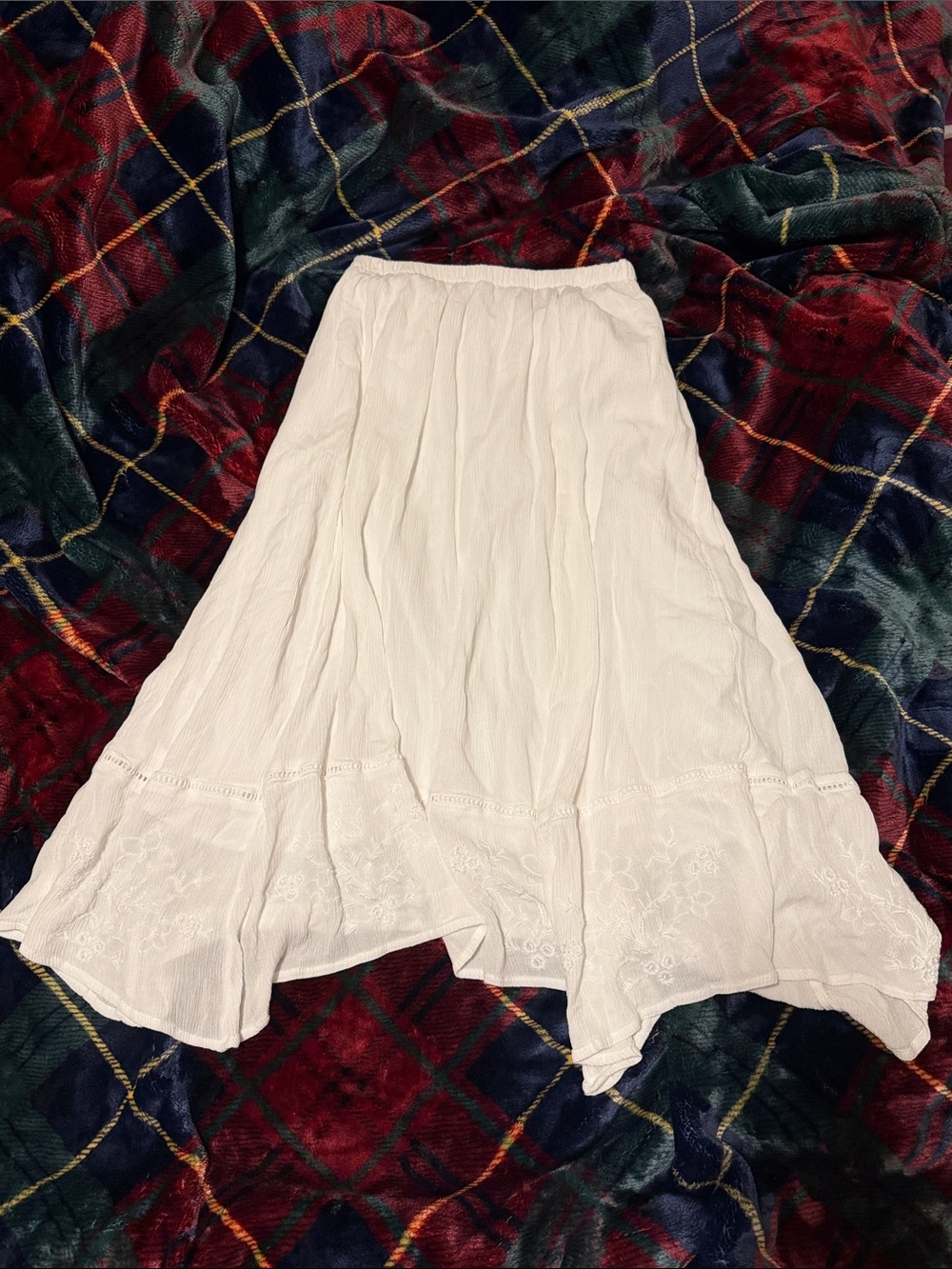 Hollister Embroidered White Maxi Skirt